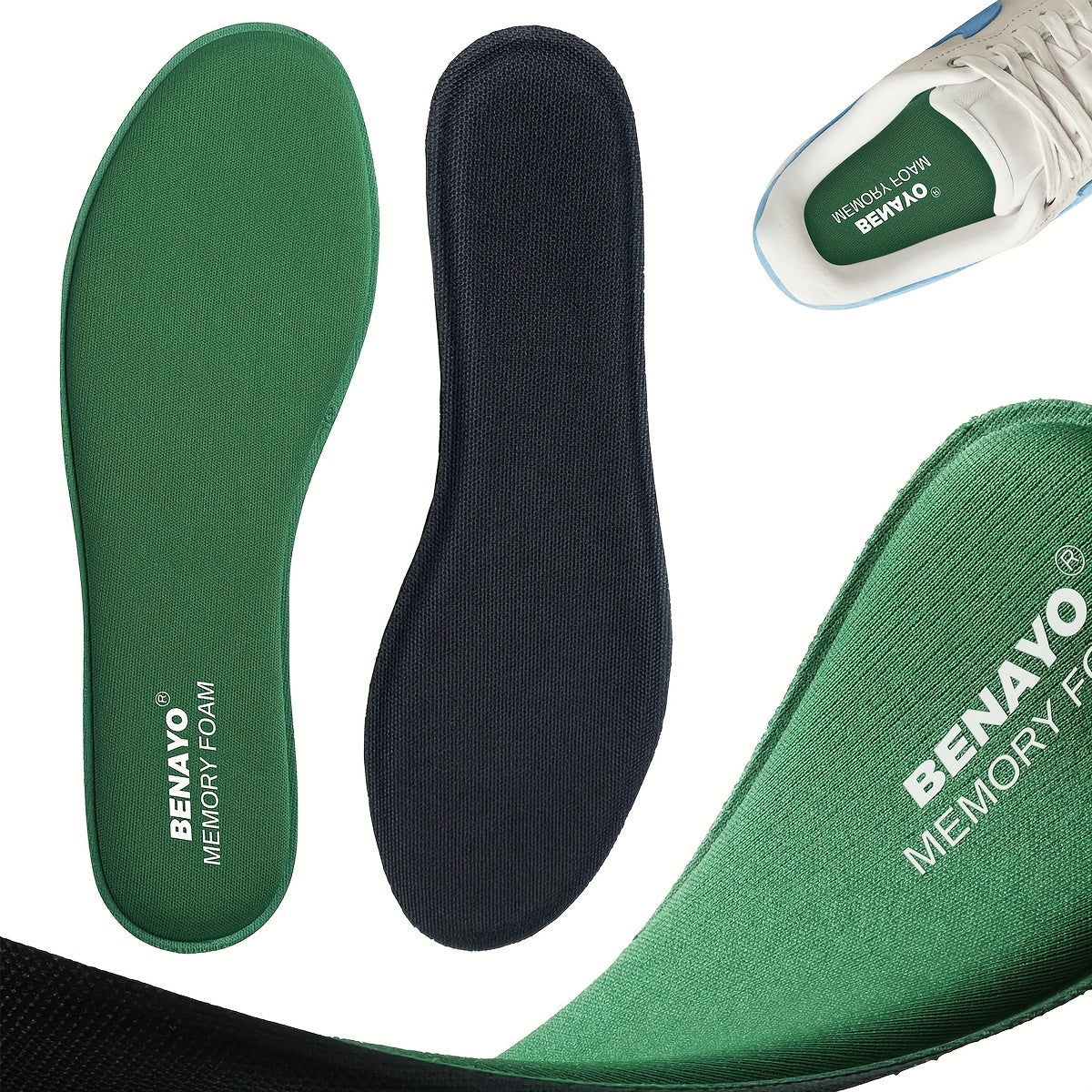 Mens Womens Memory Foam Shoe Inserts Breathable Shock Absorbing Cushioned