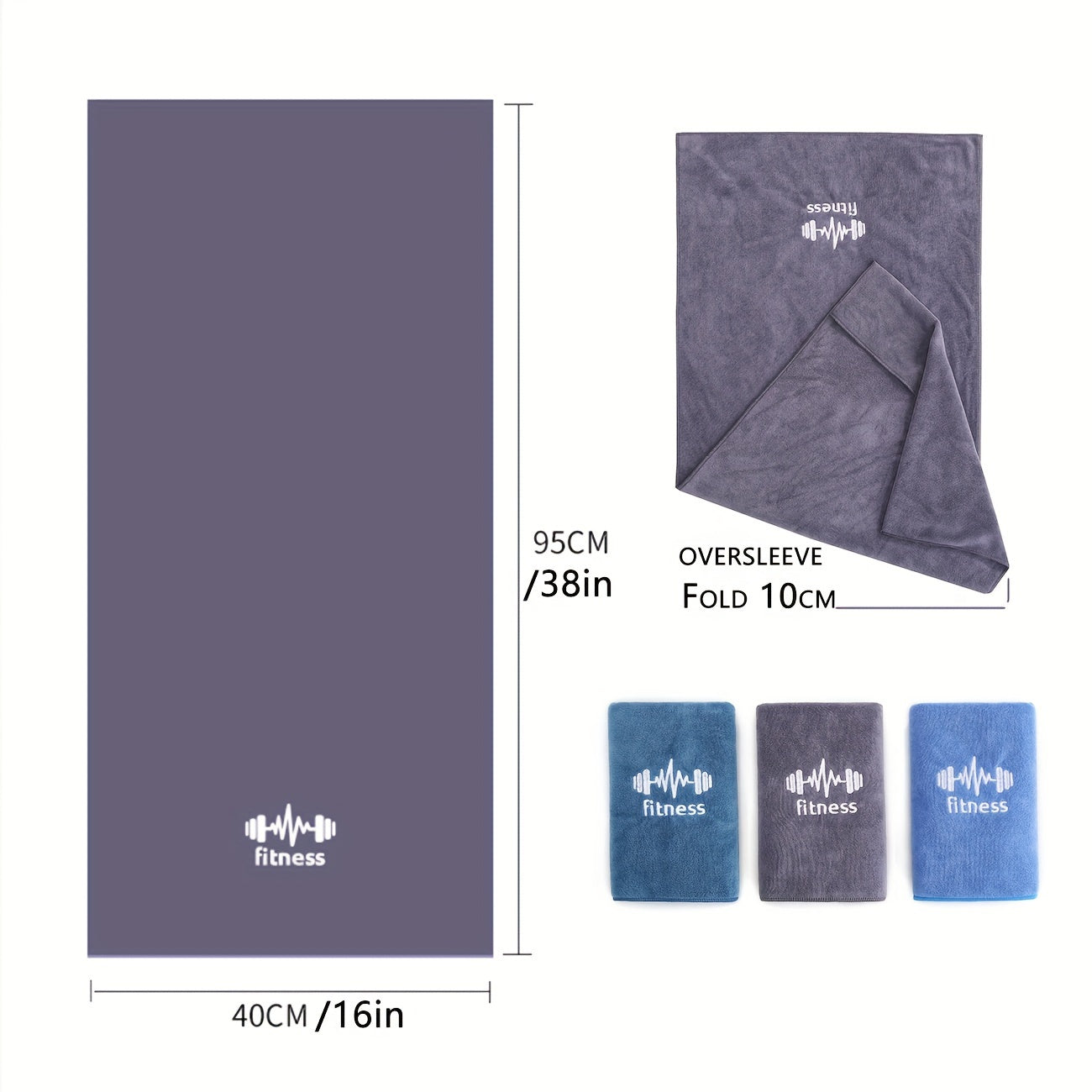 Absorbent Quick-Dry Sports Towel with Sleeve Cover for Fitness Running Outdoor Activities 40x96cm