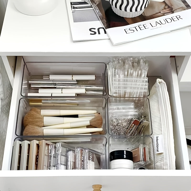 2024 Transparent PET Drawer Organizer for Desk Stationery and Cosmetics