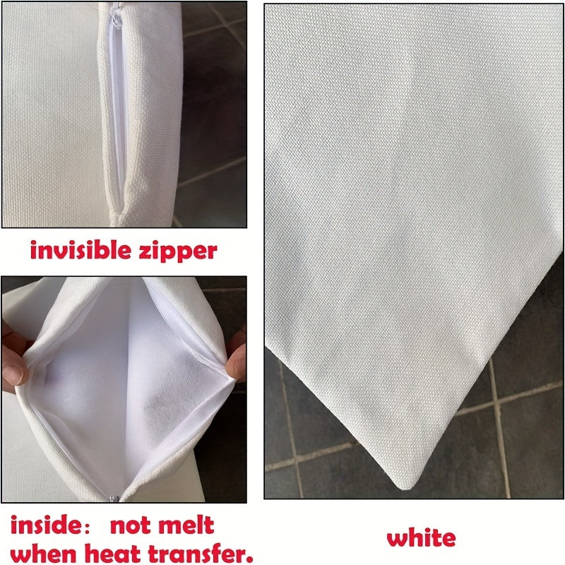 Pack of 4 White Polyester Zippered Pillow Covers for Sofa and Bedroom Decor