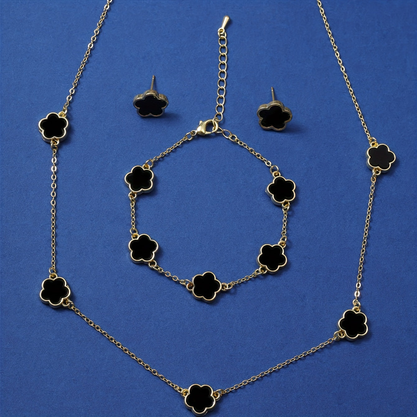 Медный ювелирный набор из 4 предметов с цветочным дизайном: ожерелье, серьги, браслет для повседневной носки, подарок