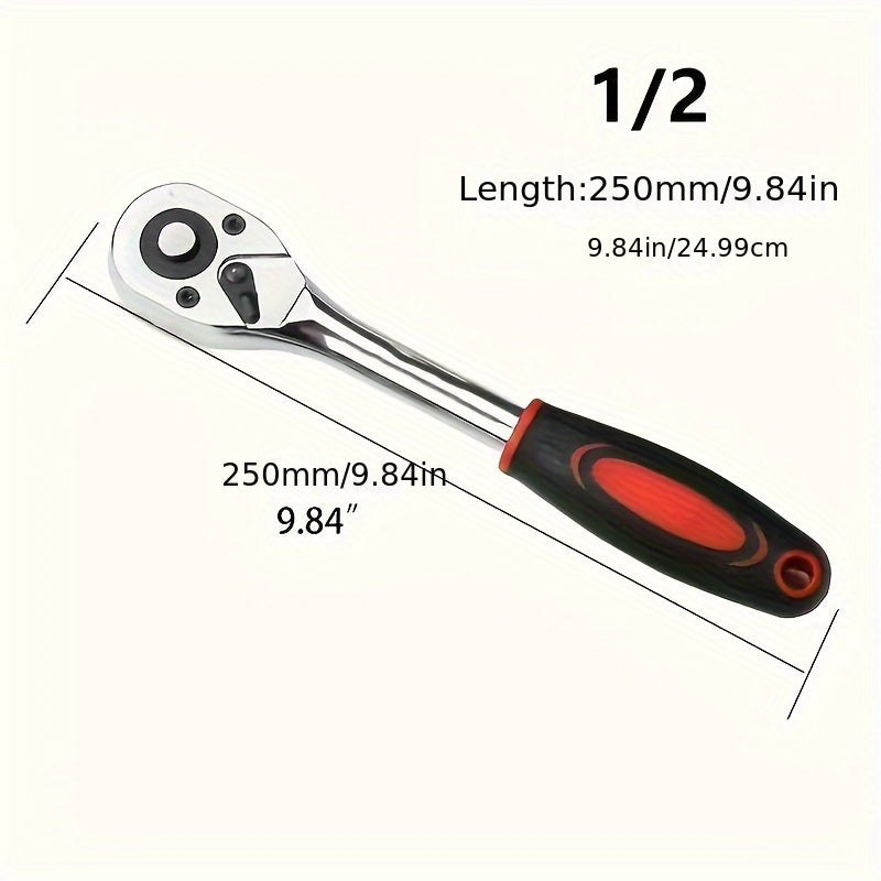 Adjustable Steel 1/2 Inch Drive Ratchet Wrench with Quick-Release and Round Head