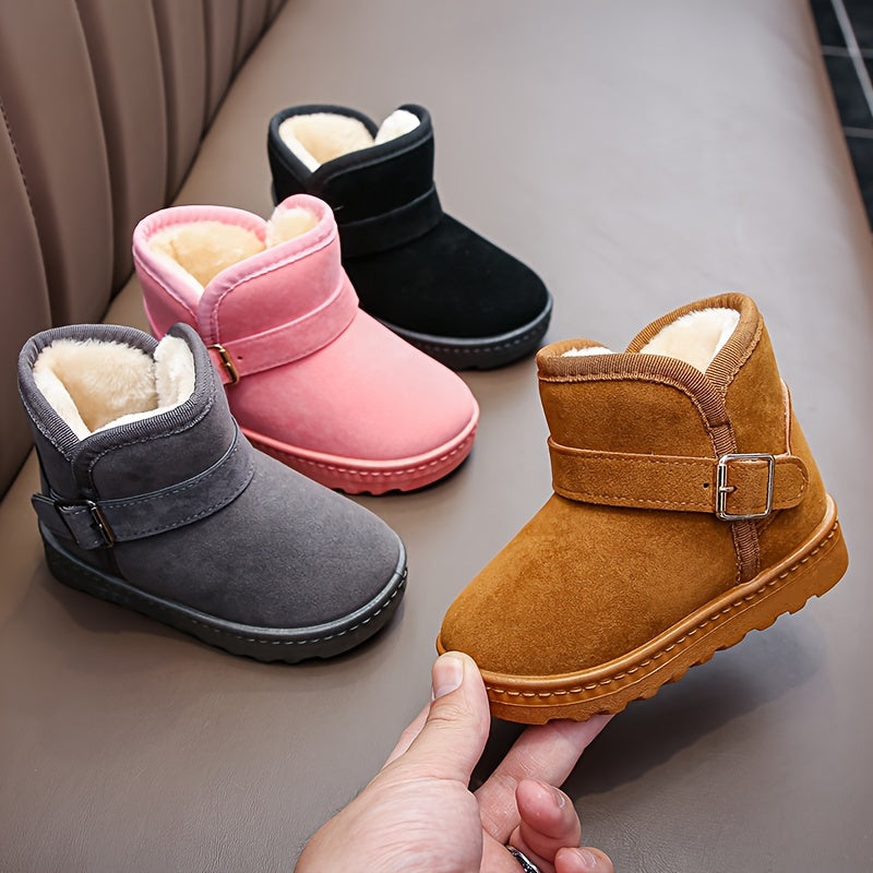 Winter Boots for Boys and Girls Thickened Fabric Snow Boots with Rubber Sole