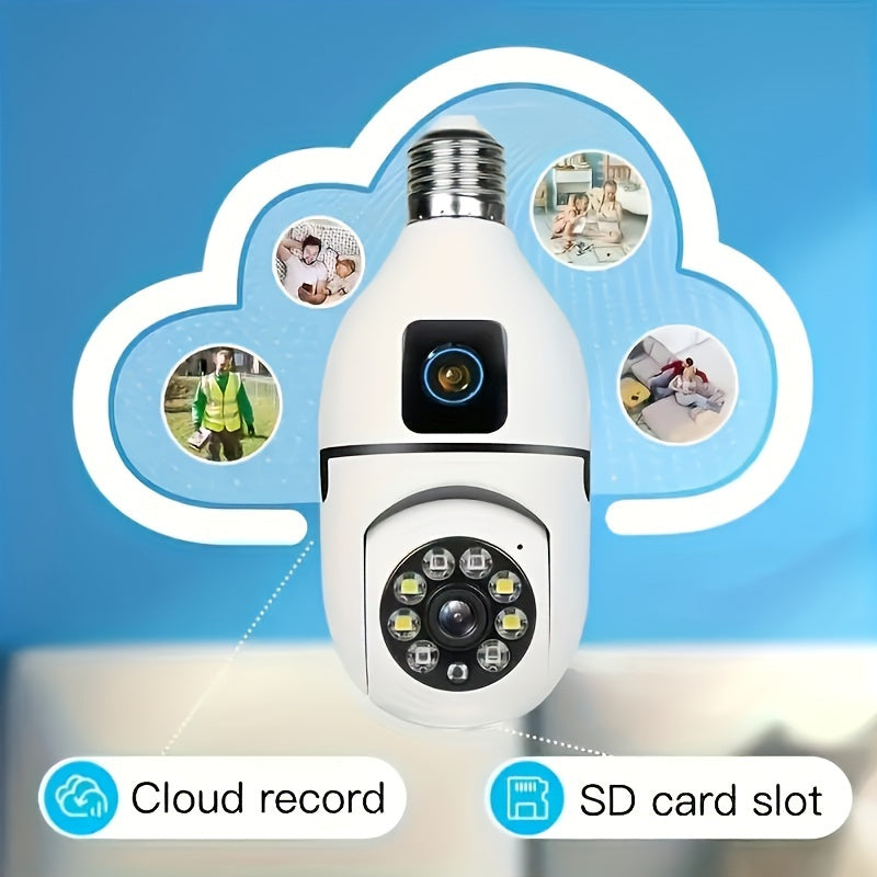 Cámara de seguridad con bombilla panorámica de 360° HD 1080P WiFi para exteriores e interiores con detección de movimiento