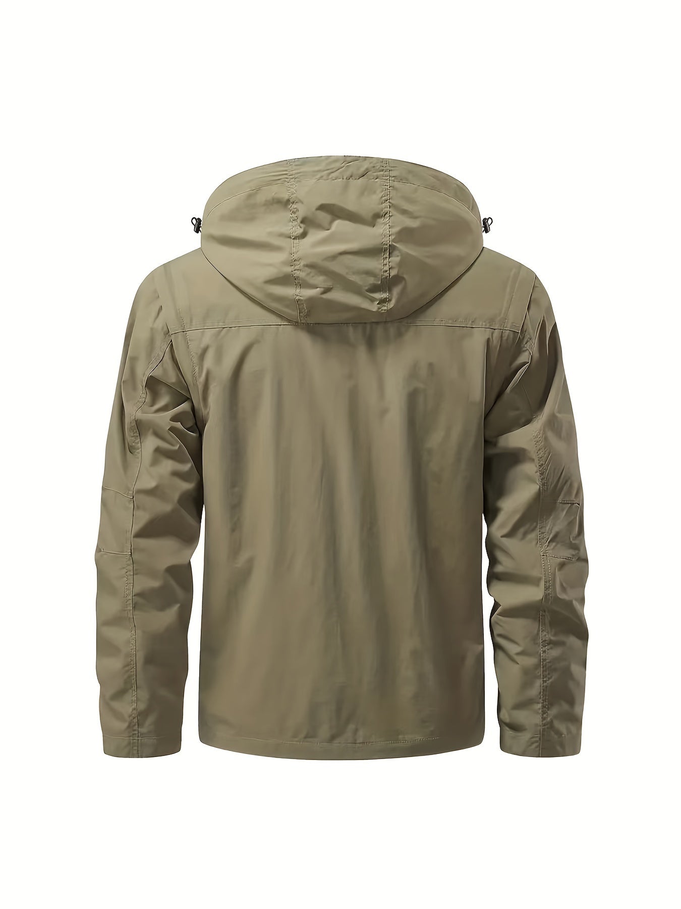Men's Eco-Friendly Windbreaker Jacket with Detachable Hood and Multiple Pockets for Outdoor Activities