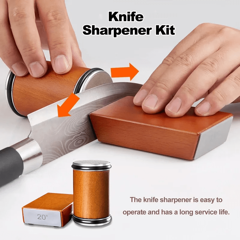 Magnetic knife sharpener with rolling holder and diamond sharpening stone kit for kitchen