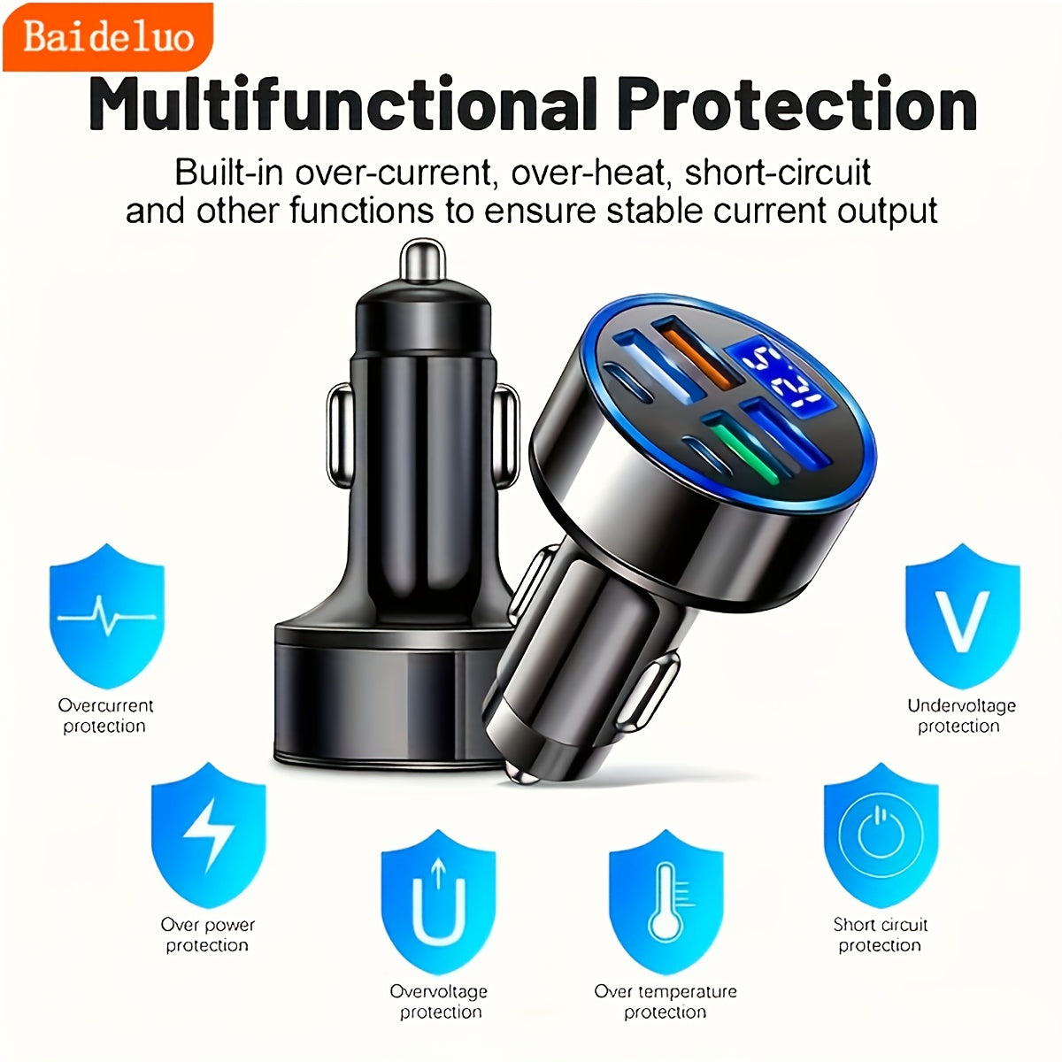 6-портовое автомобильное зарядное устройство USB с быстрой зарядкой, C-Type USB 3.0, универсальный автомобильный адаптер