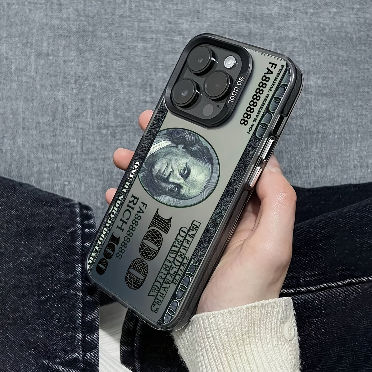 Vintage Banknote Metal Button Phone Case for Apple iPhone 11-16 Pro Max