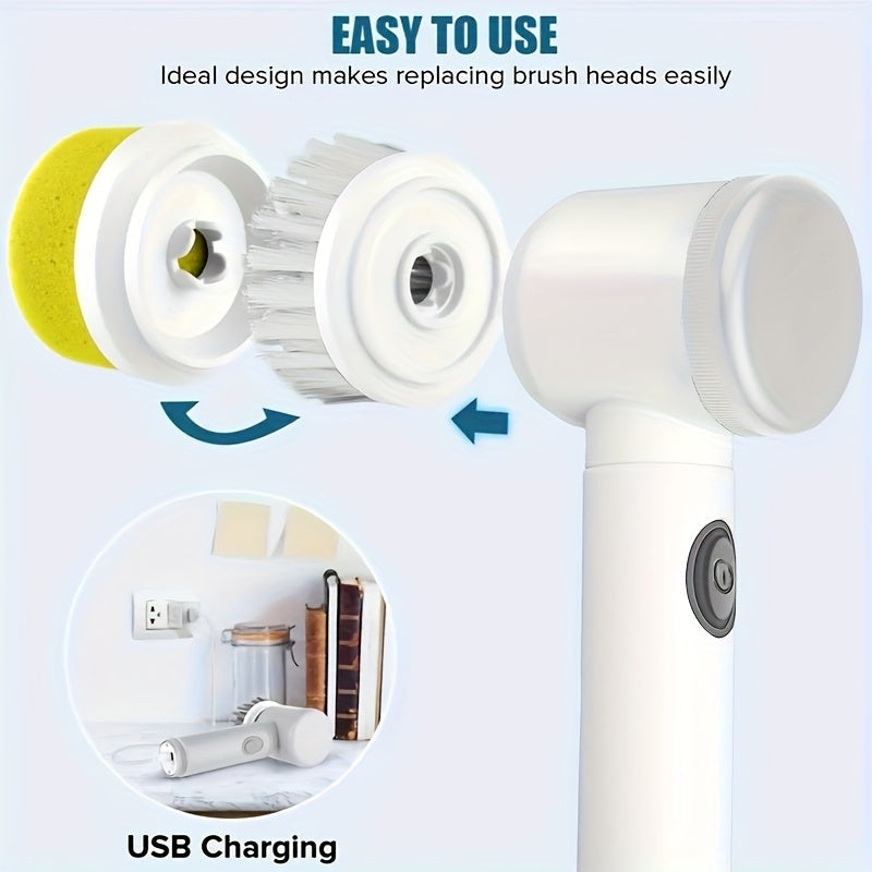 Qo'lga olinadigan elektr aylanuvchi tozalovchi, 5 ta almashtiriladigan bosh bilan, qayta zaryadlanadigan litiy batareya, USB zaryadlash, 1200mAh, hammom, yashash xonasi, yotoqxona va ochiq joylarni tozalash uchun ko'p komponentli quvvat tozalash vositasi.