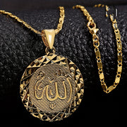 Collar con colgante de zinc dorado de Allah para hombre