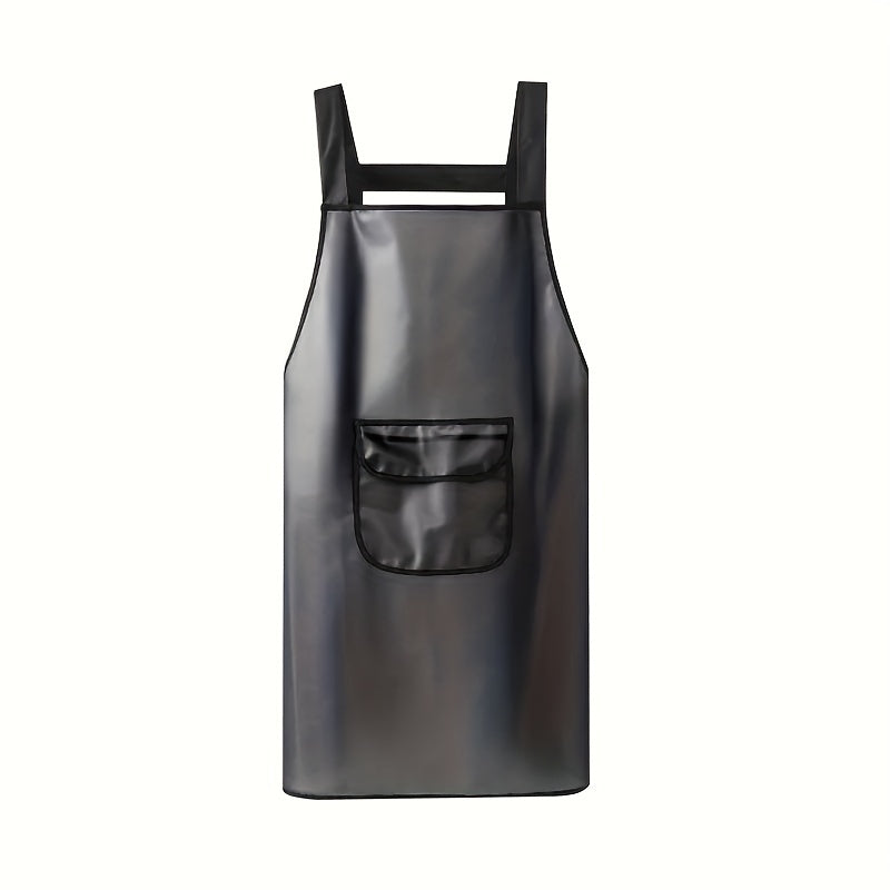 Long-Lasting Waterproof Polyurethane Kitchen Apron with Pockets, Knee-Length for Men and Women
