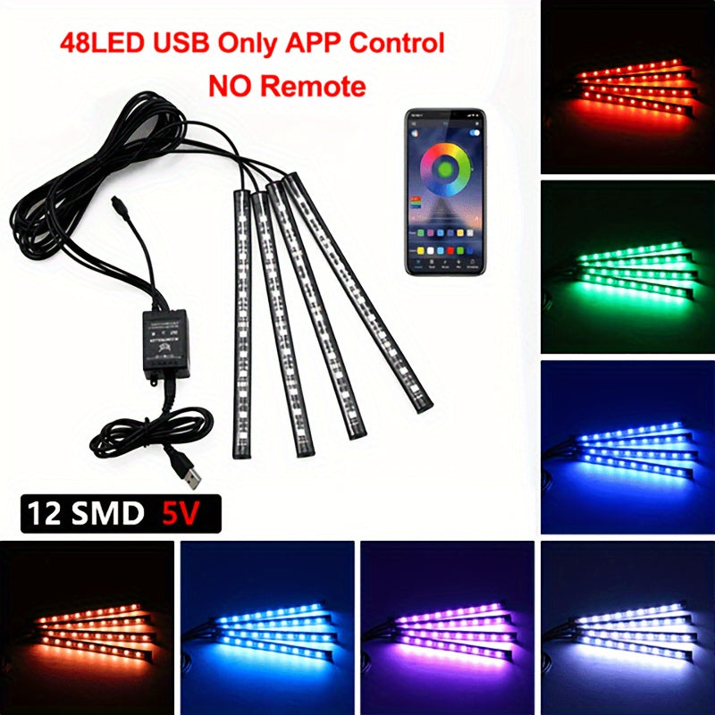 Kit de iluminación interior de LED RGB para coche con sincronización musical