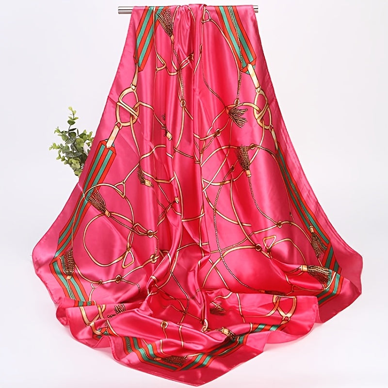 Large Satin Square Scarf Fashion Neck Wrap Lightweight Silk-Like Polyester