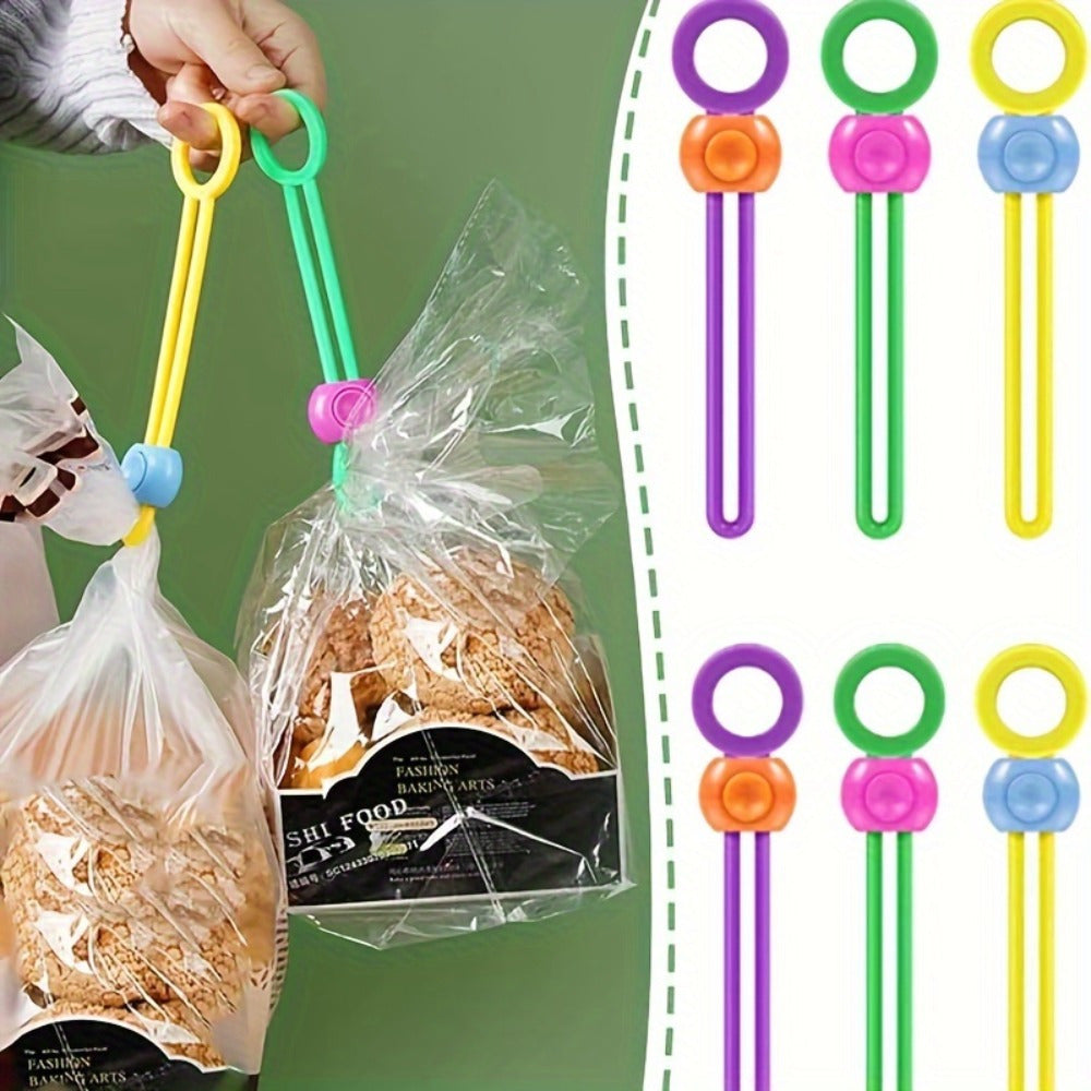 6 piezas de clips de sellado de bolsas de silicona para alimentos, reutilizables, ajustables, sellos de plástico coloridos
