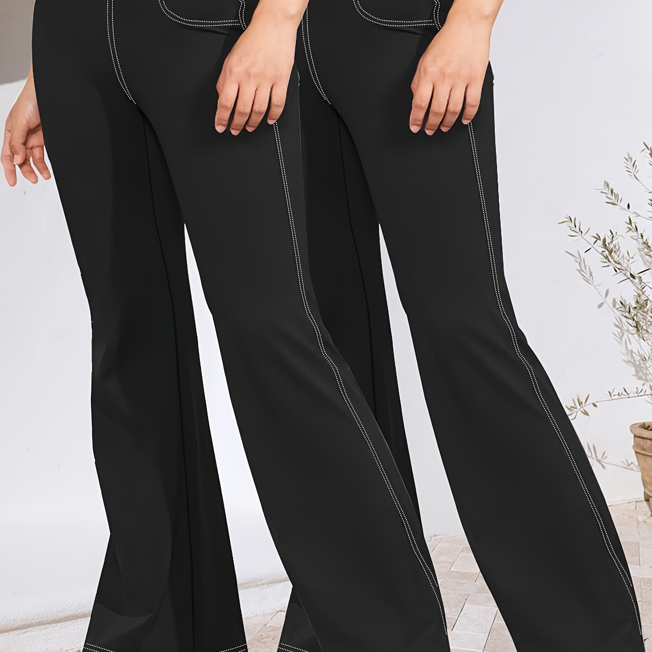 Plus Size High-Waist Flared Jeans 2 Pack Women's Casual Stretchy Pants