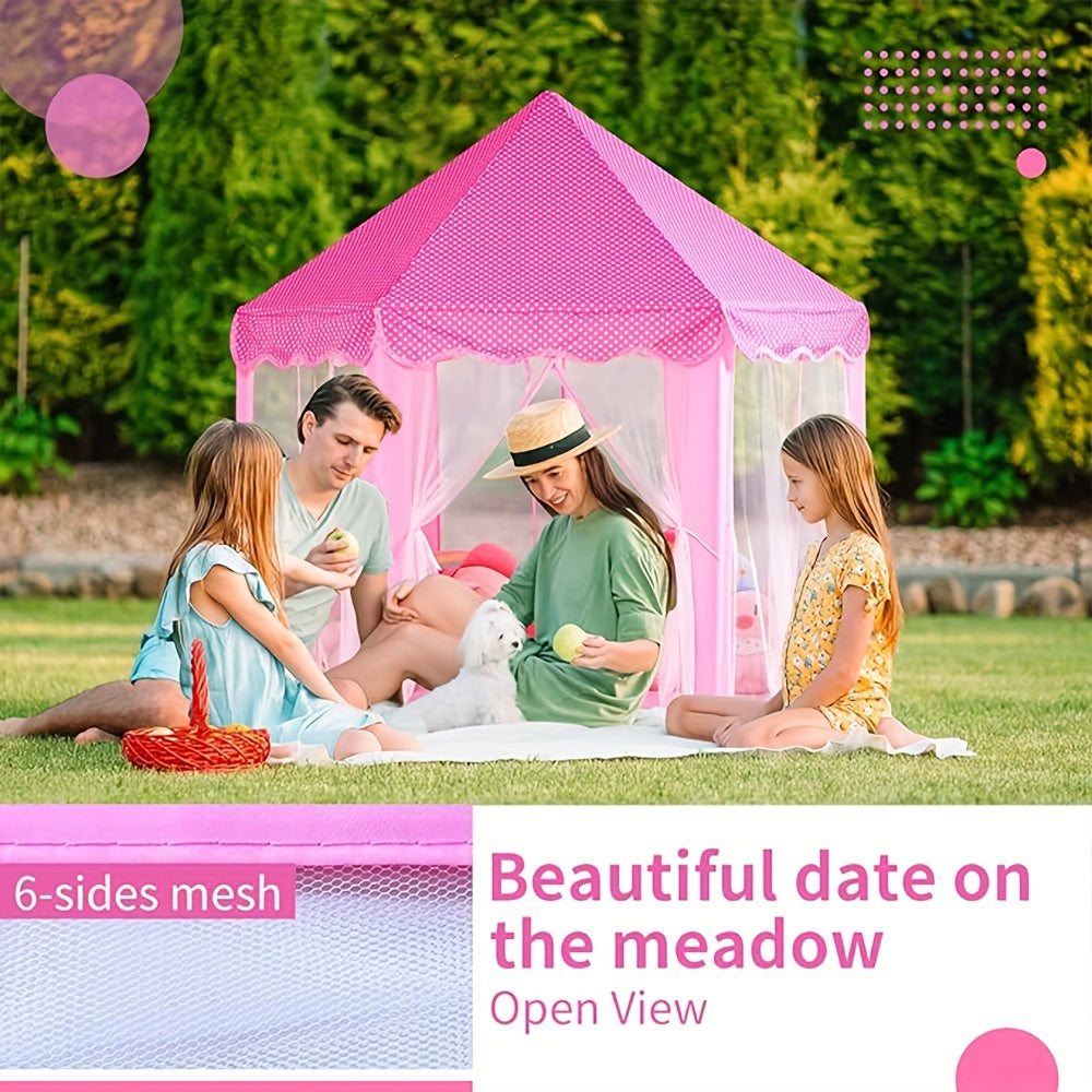 Princess Play Tent for Girls Large Castle with Star Lights Indoor Outdoor Durable Polyester PVC