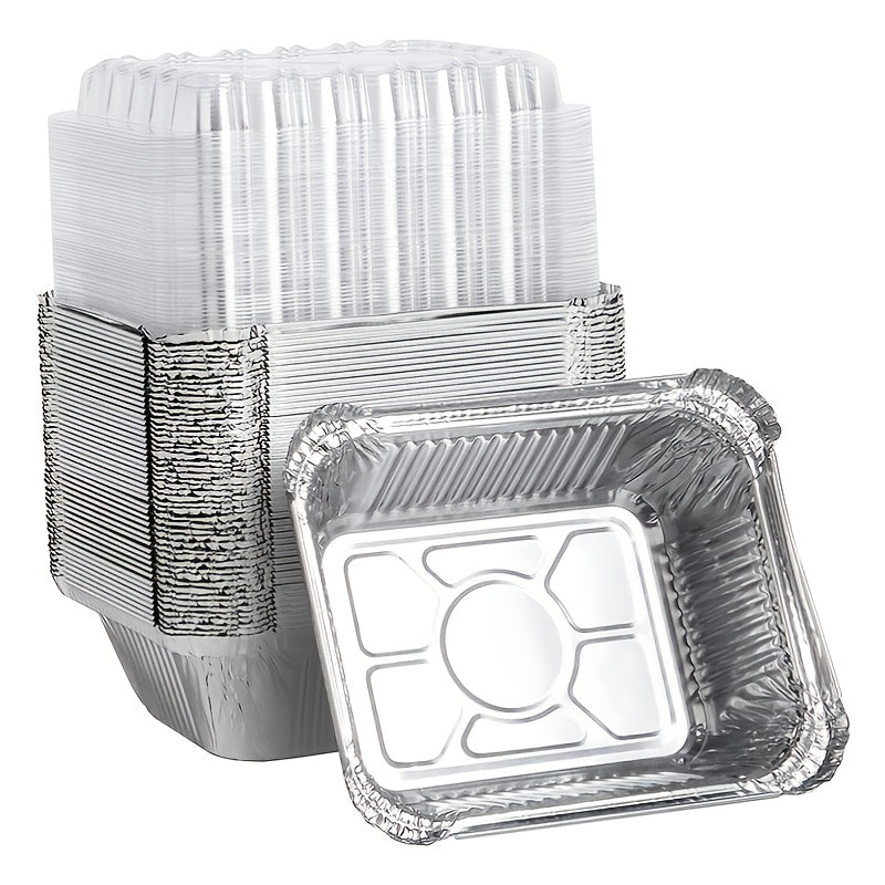 Rectangular Aluminum Foil Pan with Lid 20/50pcs Heavy Duty Disposable Baking Cooking
