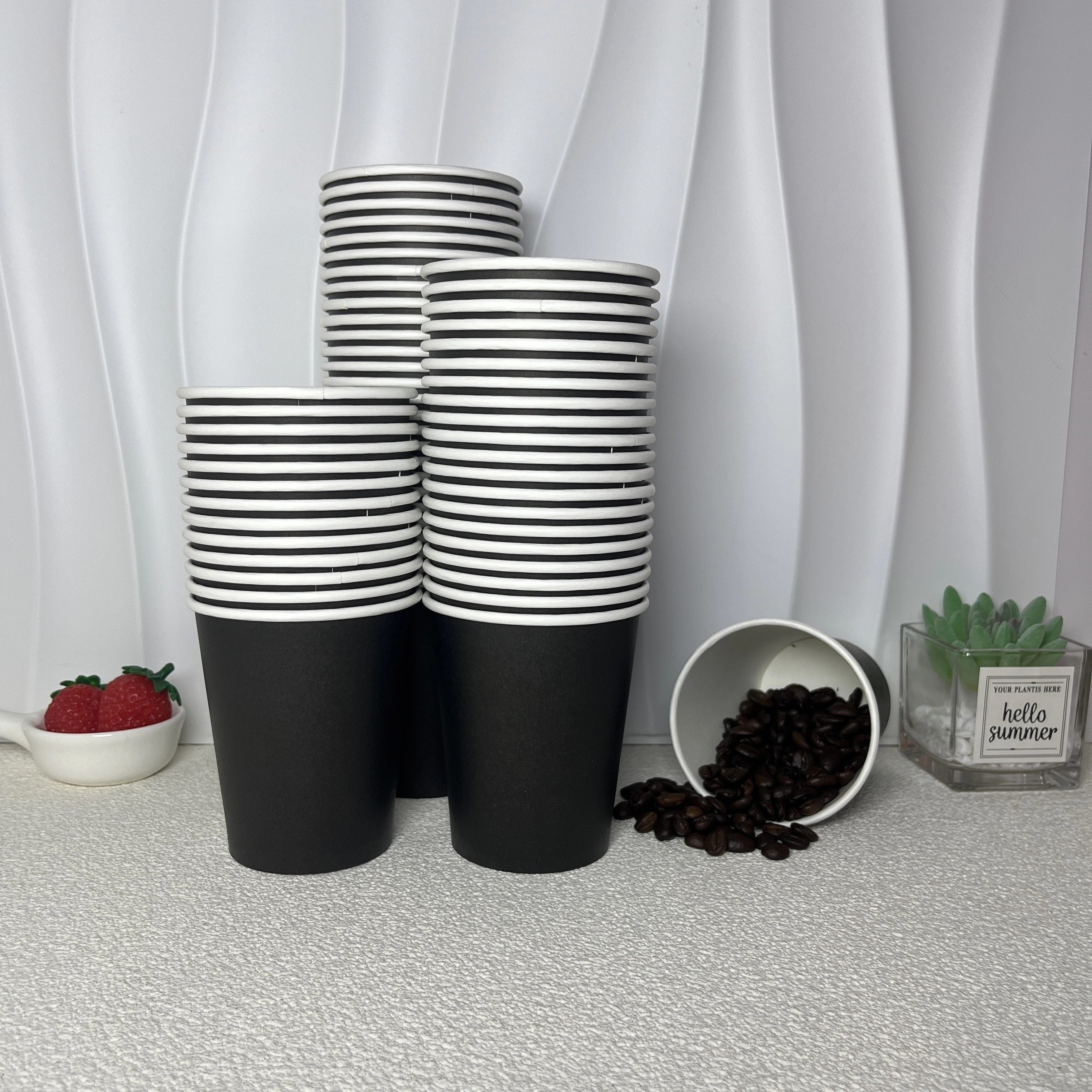 Black Paper Cups 8 Ounce Recyclable Hot Beverage for Parties Weddings Picnics