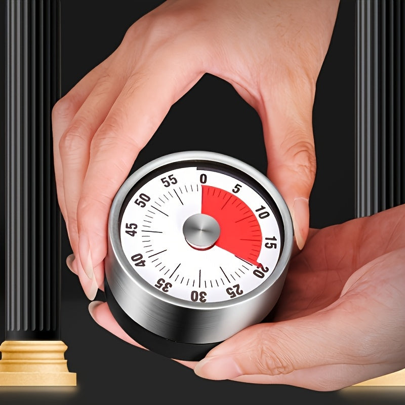 Stainless Steel oshxona taymer 60 daqiqalik mexanik hisoblagich, ikki tomonlama displey, qizil va oq