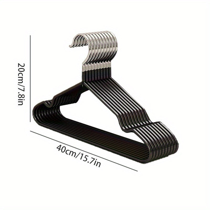 Set of 10 Metal Hangers with Shoulder Grooves and Non-Slip Coating