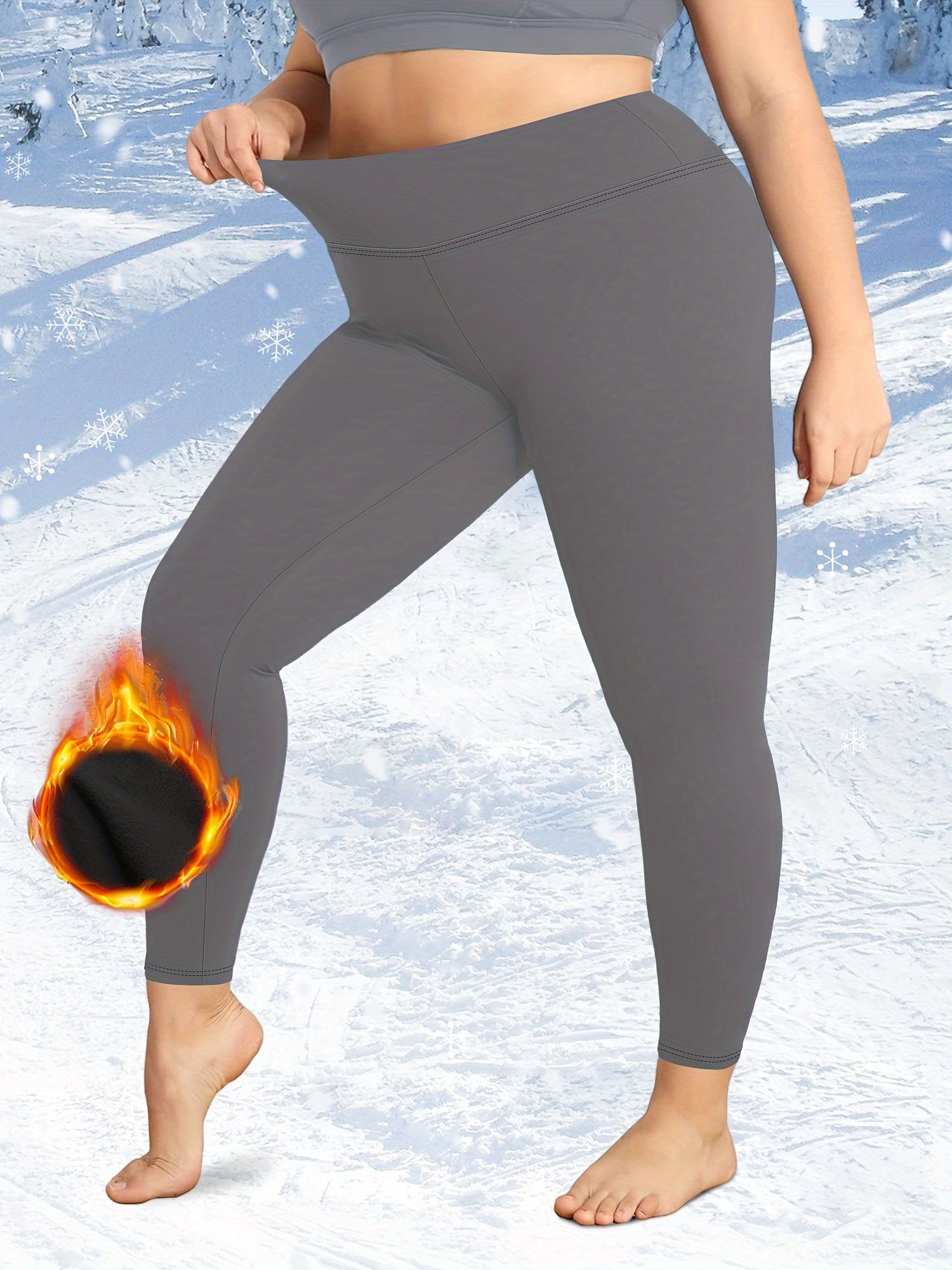 Women's Plus Size Fleece Leggings Set Wideband High Rise Three Piece