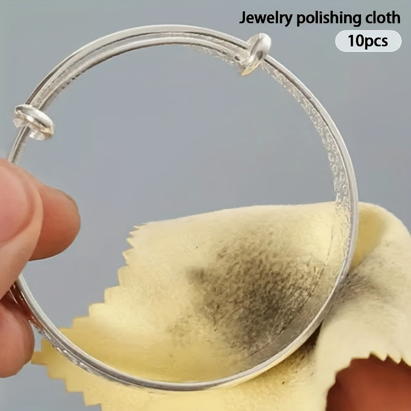 10Pcs Jewelry Polishing Cloth for Silver Necklace Ring Bracelet Cleaning