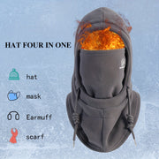 Winter Fleece Balaclava Hat with Face Mask Earmuffs and Scarf for Outdoor Activities