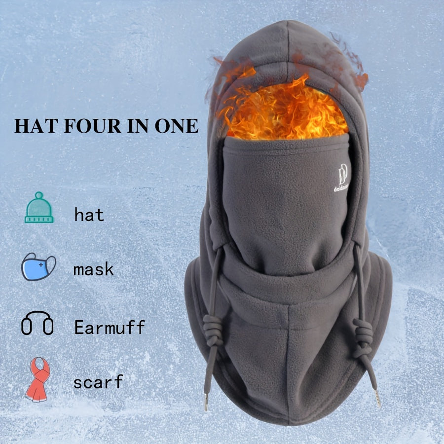 Winter Fleece Balaclava Hat with Face Mask Earmuffs and Scarf for Outdoor Activities