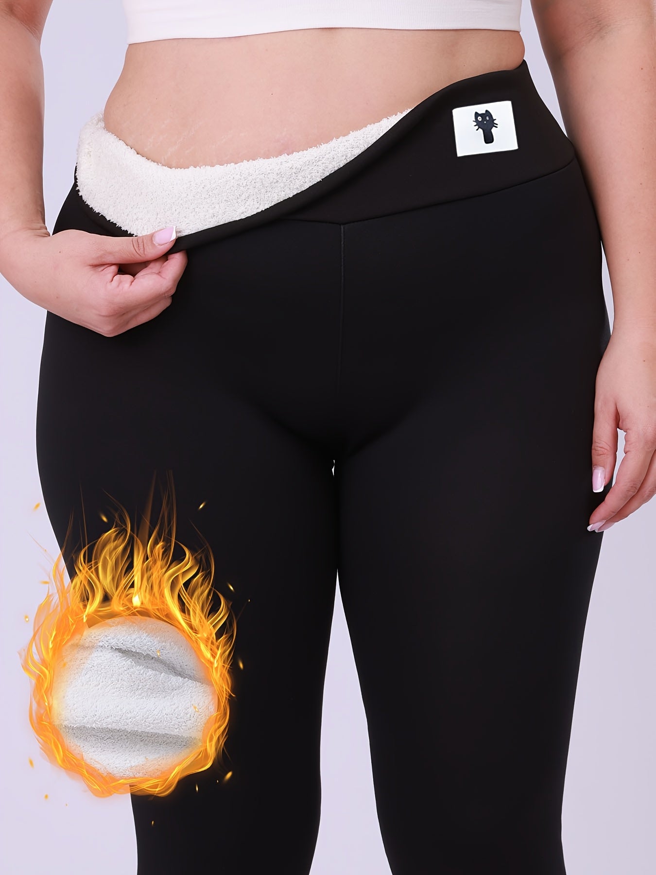 Plus Size Women’s Cat Print Leggings Thick High Waist Stretchy Winter Bottoms