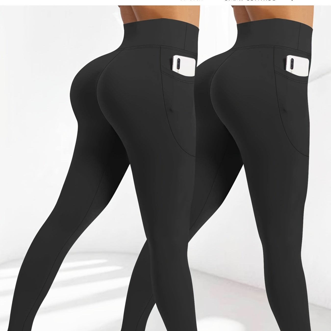 Women Yoga Pants 2pcs Large Size High-Waisted Tummy Control with Pockets