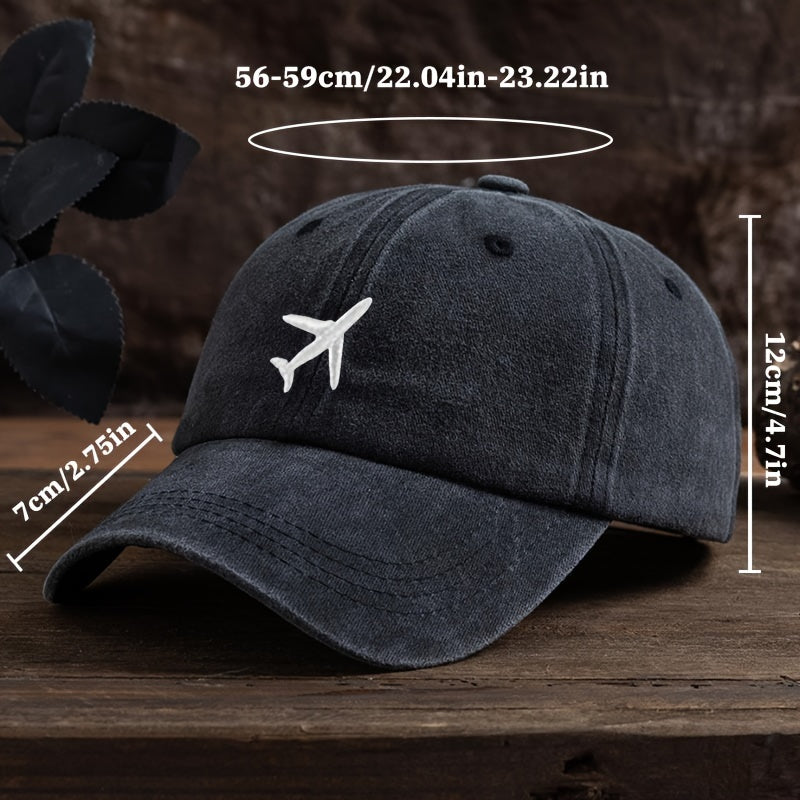 Embroidered Airplane Baseball Cap for Outdoor Activities Sun Protection Mountaineering Fishing