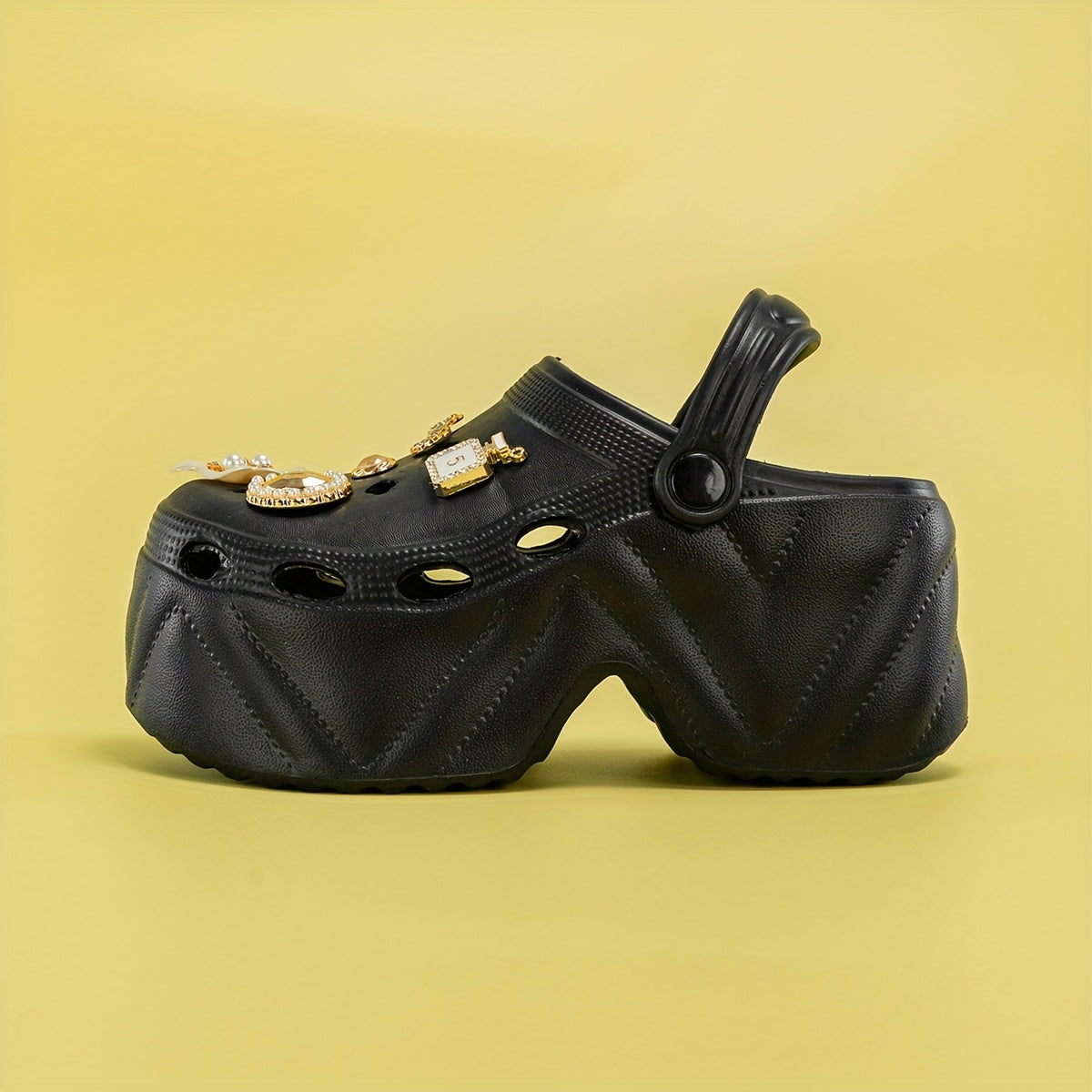 Women Camellia Embellished Platform Mules Closed Toe EVA Clogs