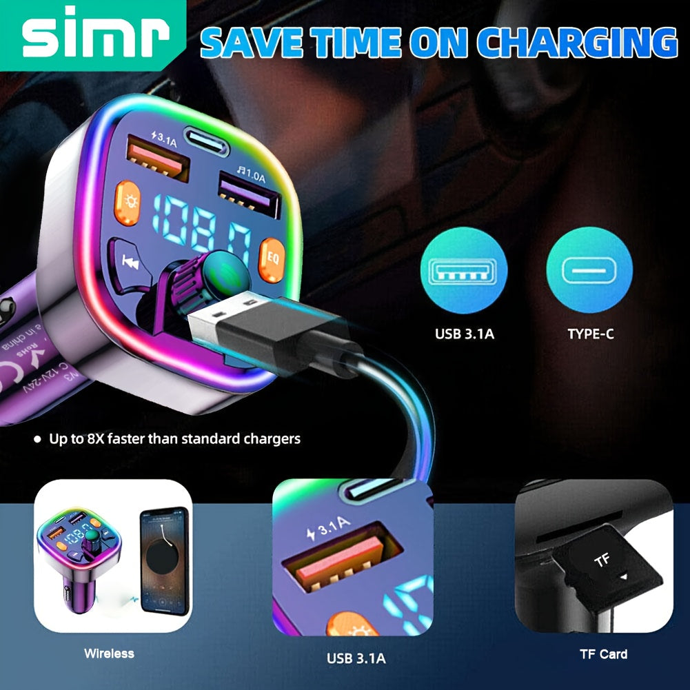 Wireless Car FM Transmitter MP3 Player Dual USB Fast Charger LED Backlit