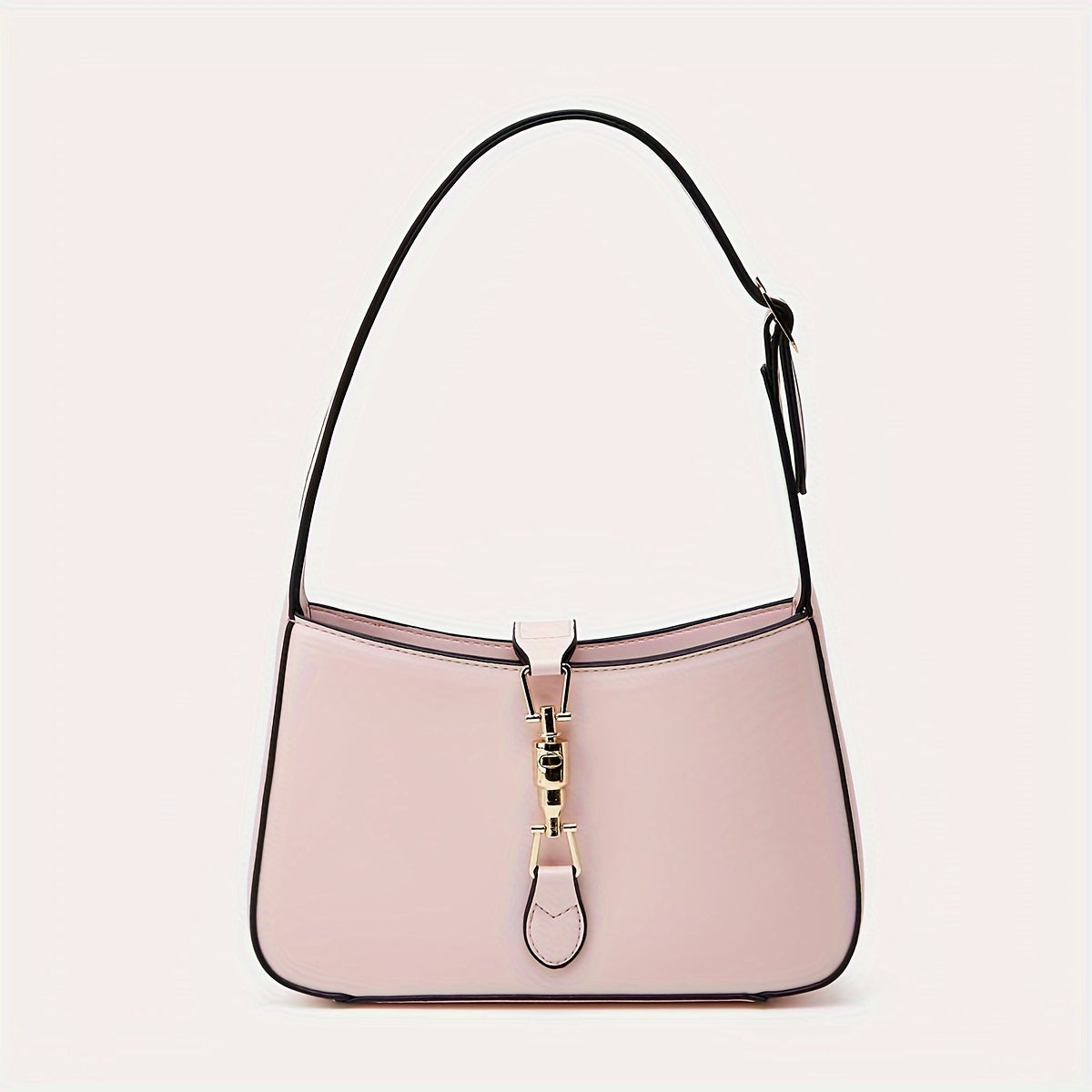 Vegan Shoulder Bag for Women Solid Color PU Casual Handbag Black