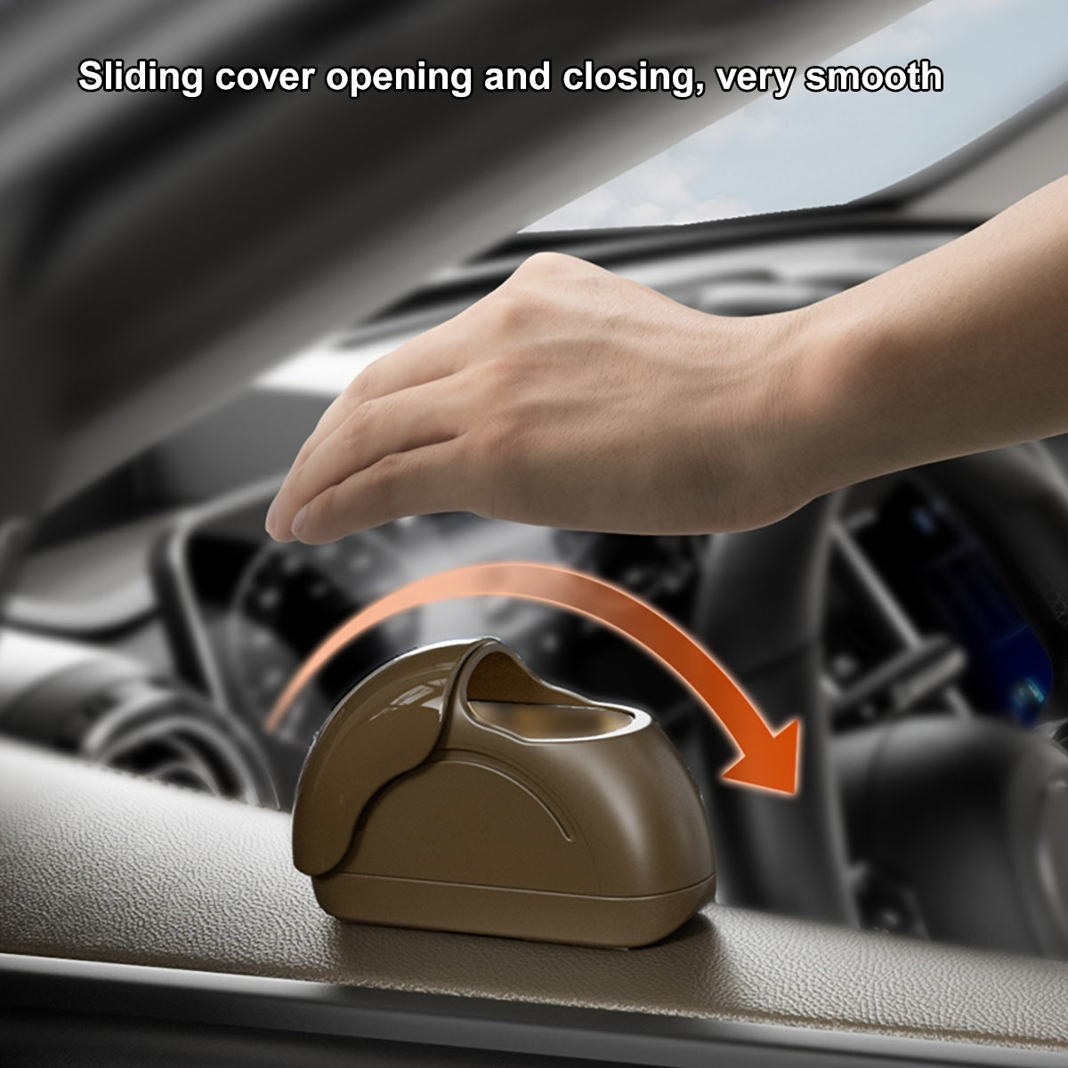 Black Windproof Car Ashtray with Odor Seal and Metallic Lining