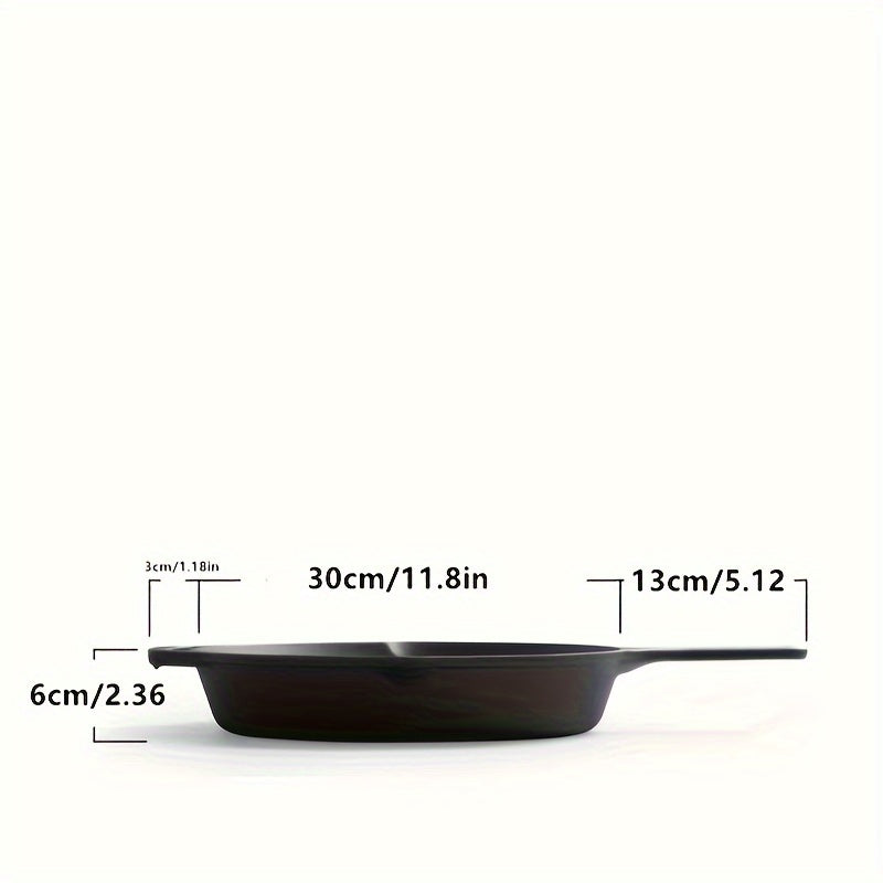 12-Inch Cast Iron Skillet for Frying and Oven Use with Dual Handles