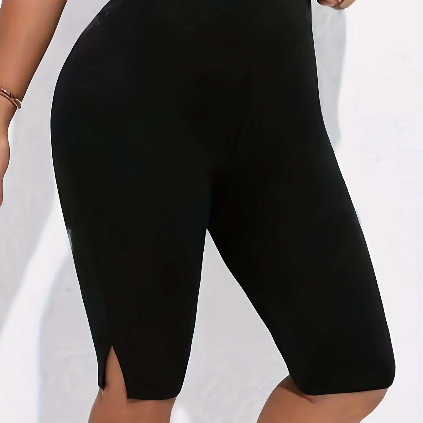 Plus Size Women's Skinny Shorts Casual Stretchy Leggings Summer Blue