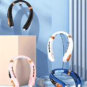 Neck-Mounted USB Fan with LED Lights, Bladeless Design, 5-Speed Cooling