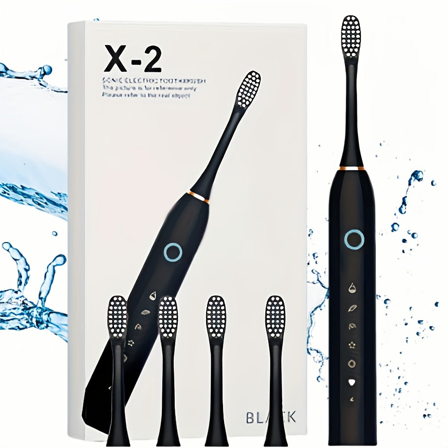 Adult Rechargeable Electric Toothbrush with 4 Brush Heads 6 Modes Travel