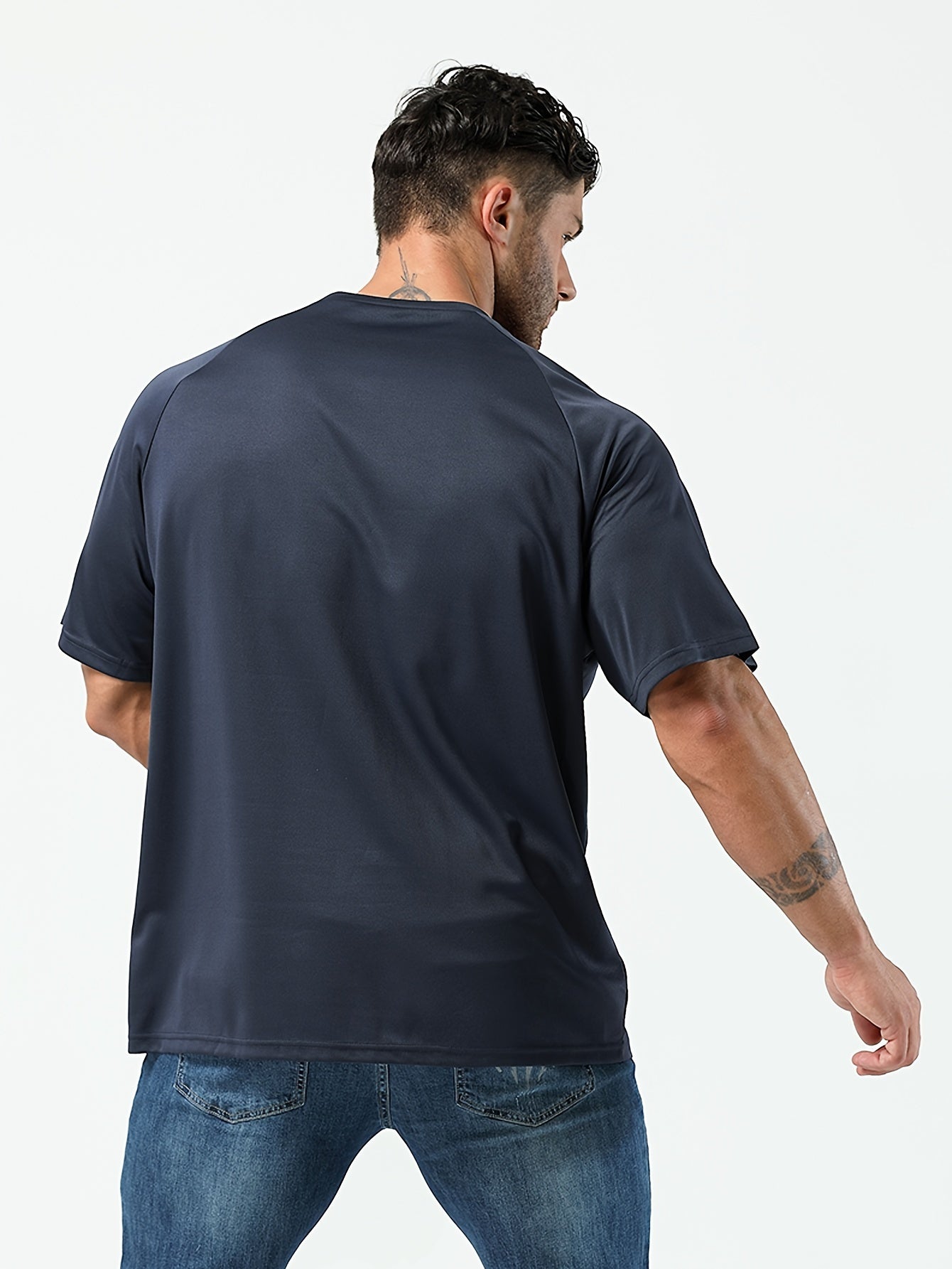 Plus Size Men's Casual T-Shirts Solid Color Short Sleeve Polyester Blend Comfortable Fit