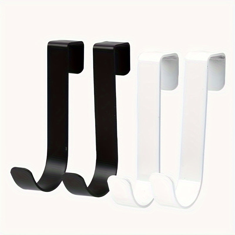 Black and White J-Shaped Hooks for Bathroom Kitchen and Cabinet Hanging