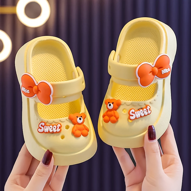 Kids Girls Cartoon Bear EVA Slides Indoor Outdoor Slip-On Casual Shoes