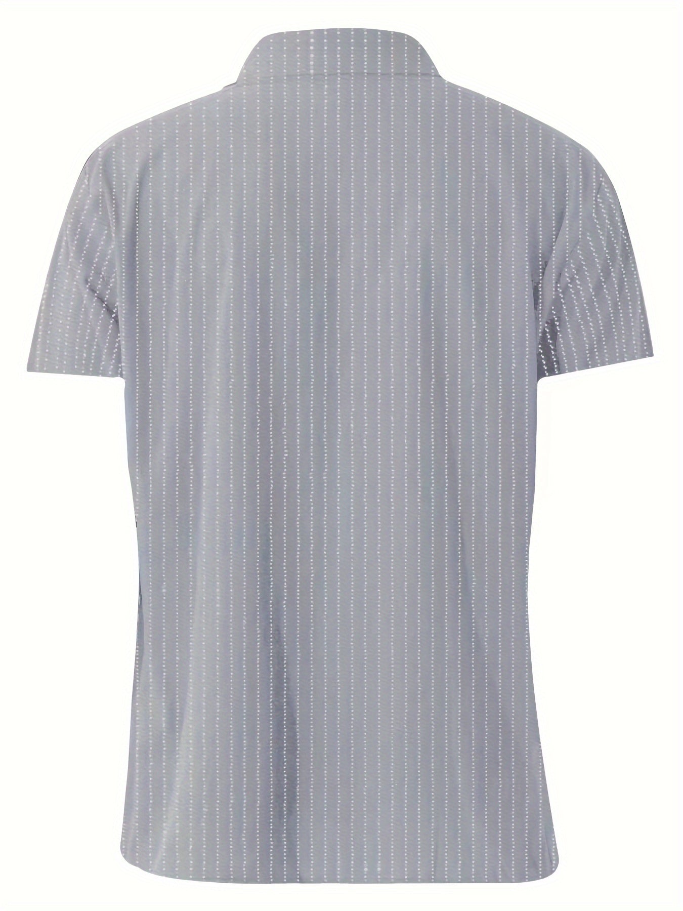 Men's Light Blue Striped Button-Down Shirt Polyester Short Sleeve Casual All-Season