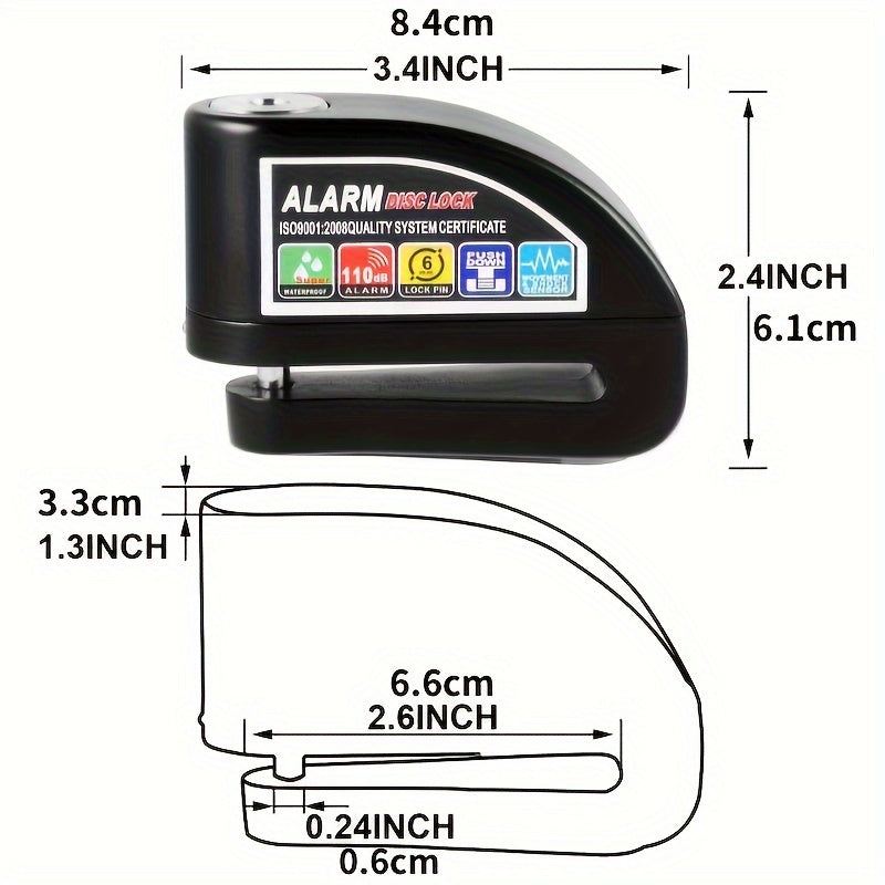 Bike Lock with Alarm Steel Cable Anti-Theft Aluminum Alloy 6mm