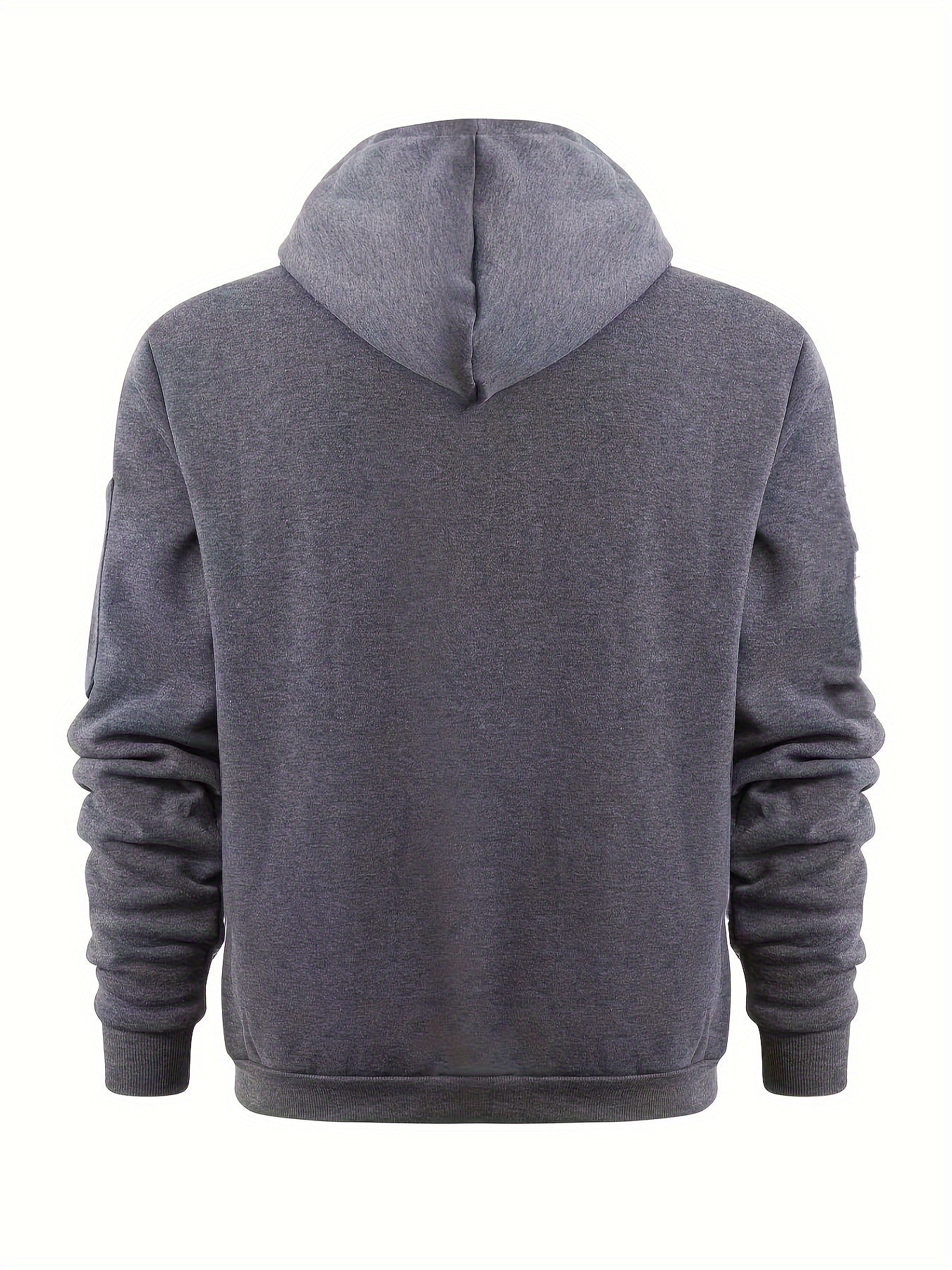 Men's Solid Color Polyester Half-Zip Hoodie with Kangaroo Pocket for Fall Winter