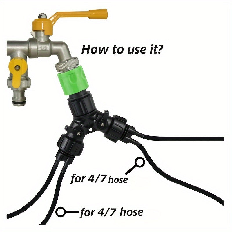 4-Way Drip Irrigation Adapter for 1/4 Inch Hose with Flow Control Valve Garden Watering System