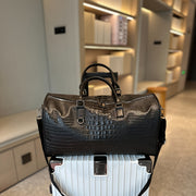 Faux Leather Crocodile Pattern Gym Tote Bag for Travel and Weekend Trips