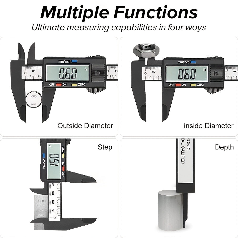 6-Inch Digital Vernier Caliper with Large LCD Display Locking Thumb Screw and Zero Setting