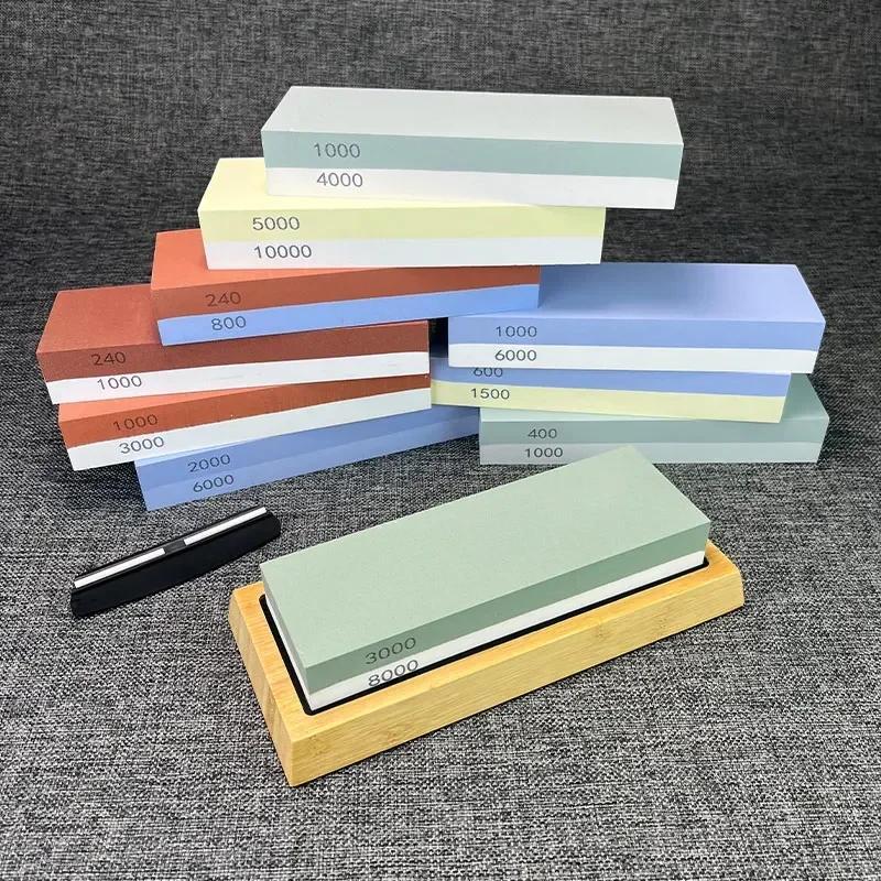 Kitchen Knife Sharpener Dual-Grit Stone Non-Slip Handle