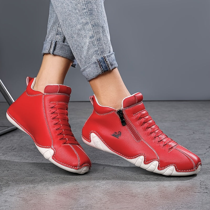 Women's Slip-On Sneakers with Zipper Closure Synthetic Upper Breathable Lining